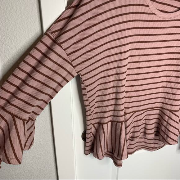Free People Peplum Hem Stripe Ribbed Top Small - Picture 6 of 9
